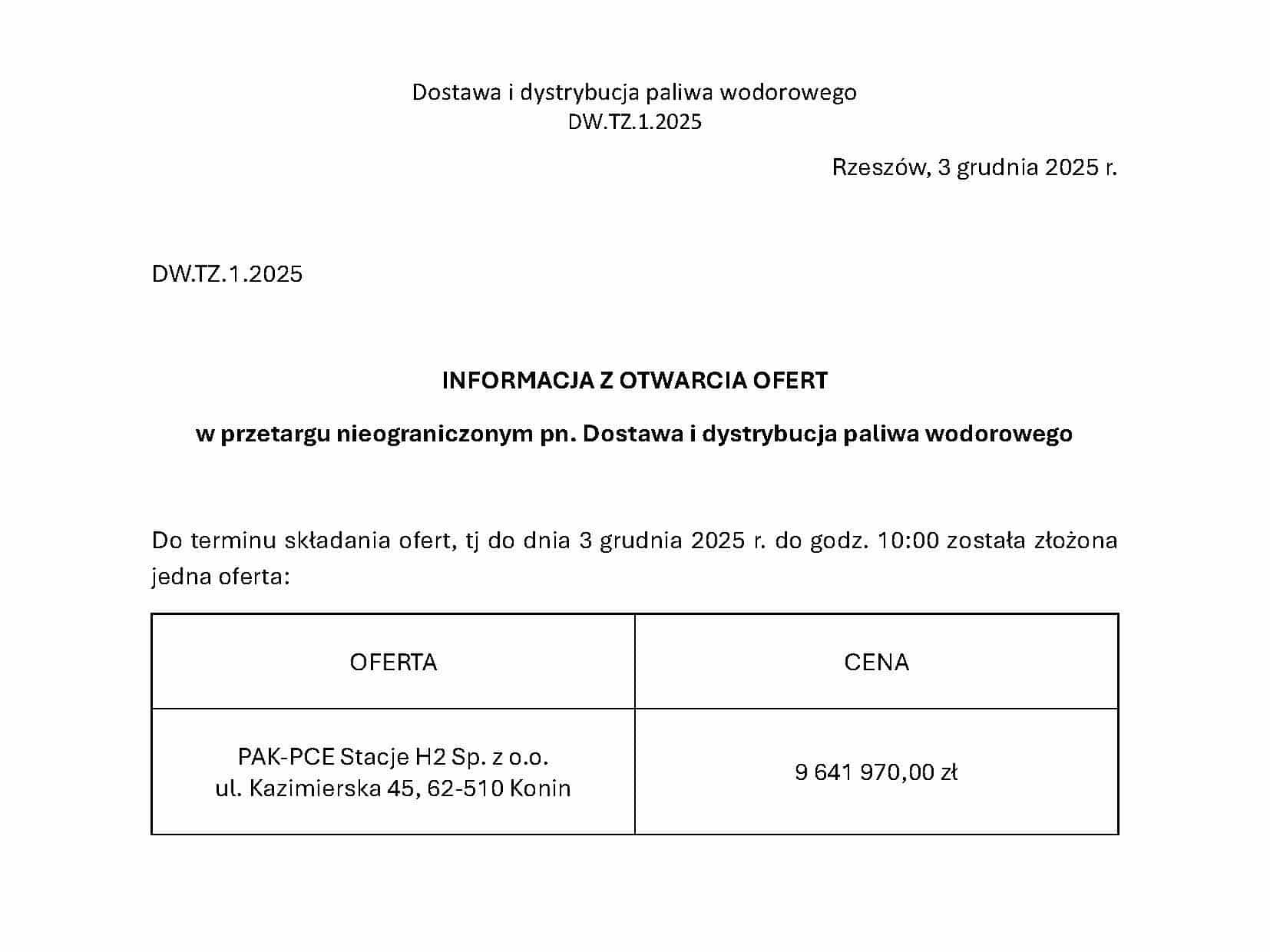 Rzeszów bliżej zasilania floty wodorowej. Złożono jedną ofertę