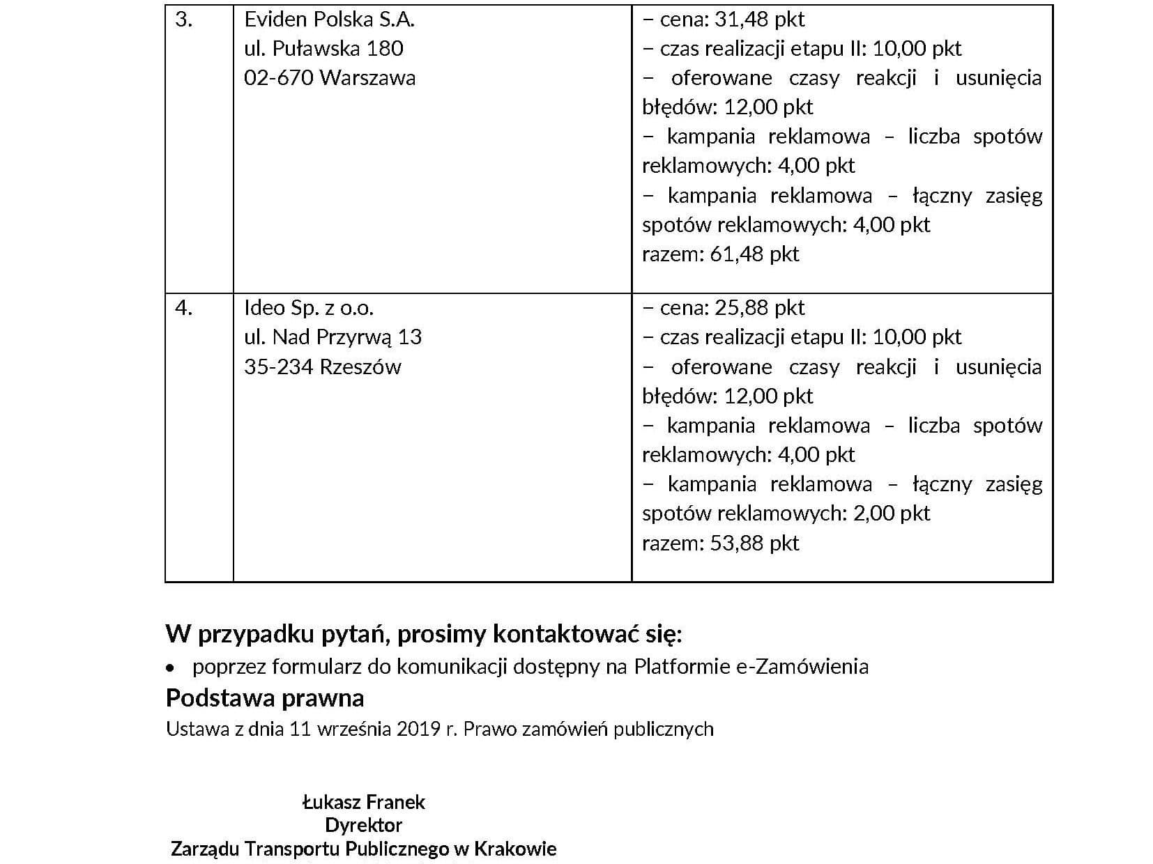 20 listopada 2025 r. Zarząd Transportu Publicznego w Krakowie ogłosił wybór najkorzystniejszej oferty w postępowaniu na kompleksowy System Sprzedaży Biletów dla komunikacji miejskiej.