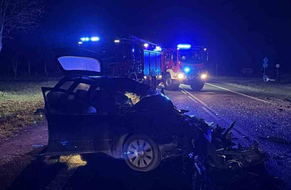 Śmierć na drodze. Mieszkaniec powiatu krasnostawskiego wjechał w autobus. Zginął na miejscu / fot. Policja