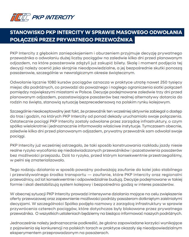 Stanowisko PKP Intercity