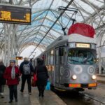 Świąteczny tramwaj w Łodzi