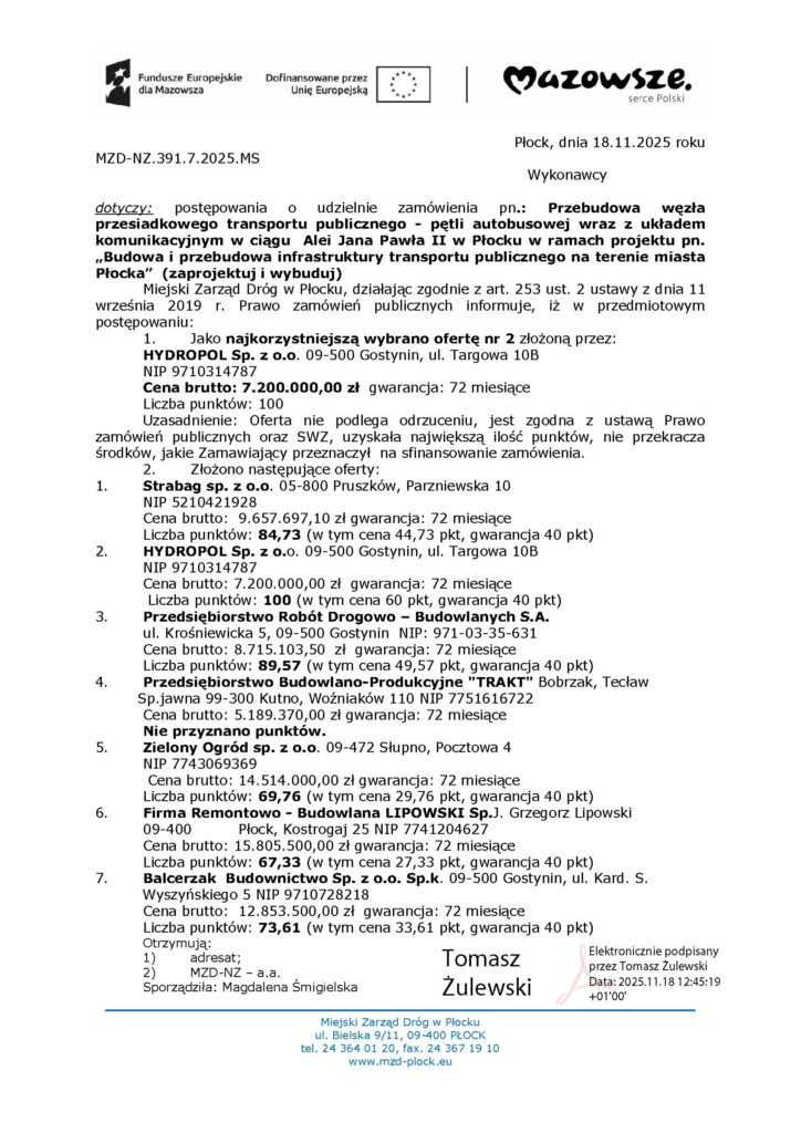 Płock wybrał wykonawcę przebudowy węzła przesiadkowego. Najtańsza oferta wygrywa