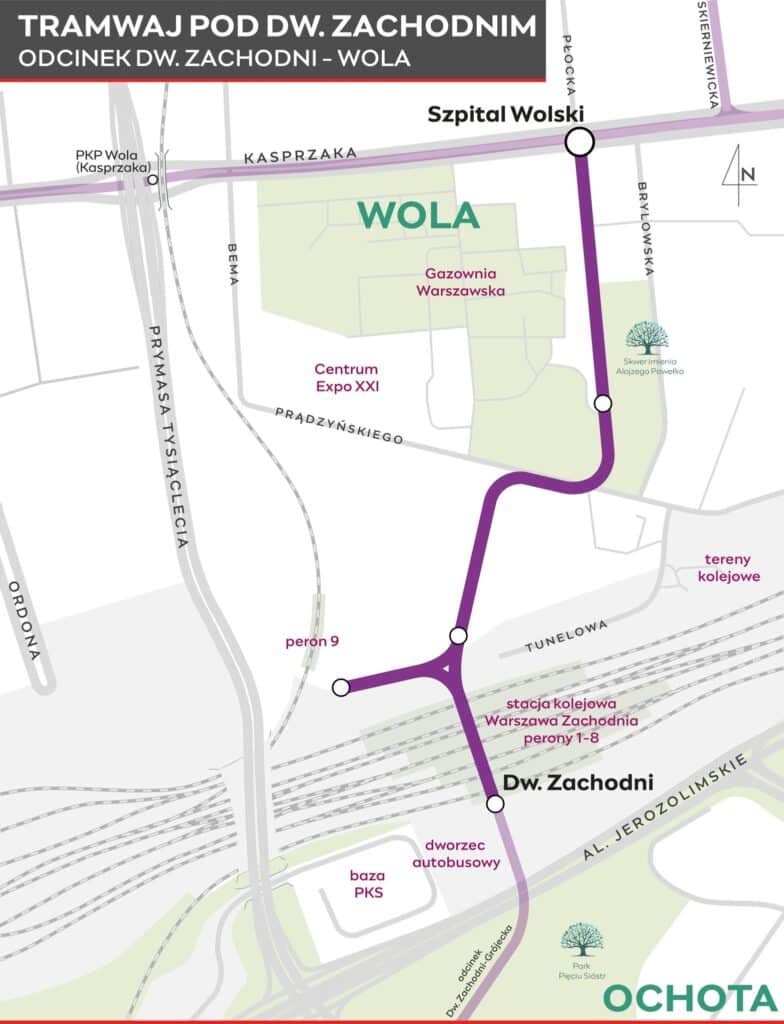 Tramwaj do dworca Warszawa Zachodnia