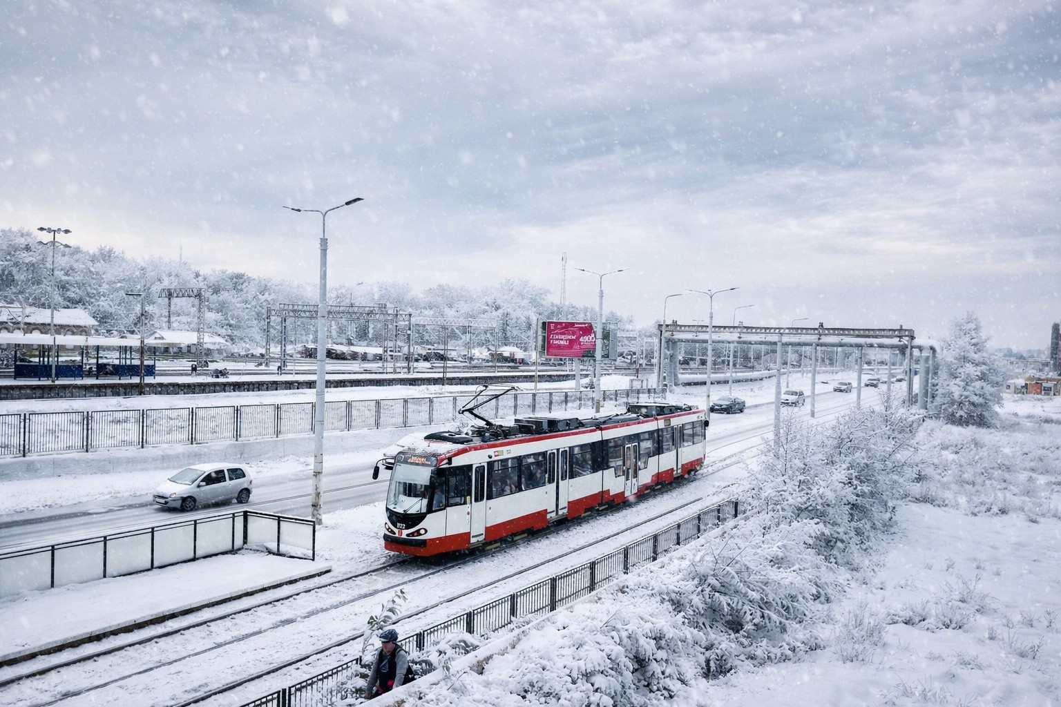 Infotram - Oblodzona sieć trakcyjna sparaliżowała kursowanie tramwajów w Gdańsku. Wstrzymany ruch na ul. Marynarki Polskiej