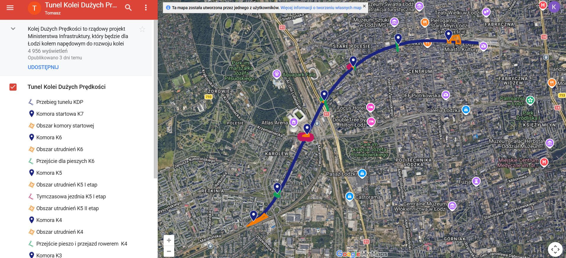 Inforail - Coraz bliżej startu budowy tunelu KDP w Łodzi. Jest interaktywna mapa dla mieszkańców