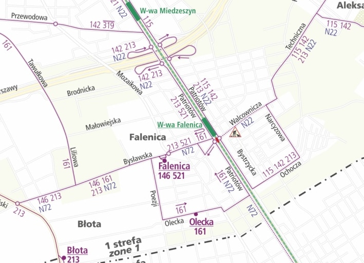 Infotrans - Warszawa: 23 marca kolejarze zamkną przejazd w Falenicy. 4 linie zmienią trasy