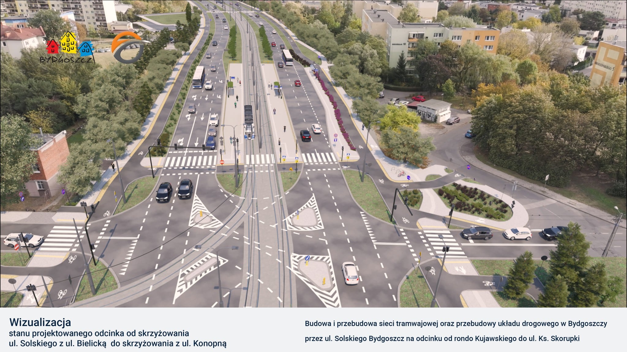 Infotram - Bydgoszcz: Zielona rewolucja na Szwederowie. Tramwaj w otoczeniu roślin