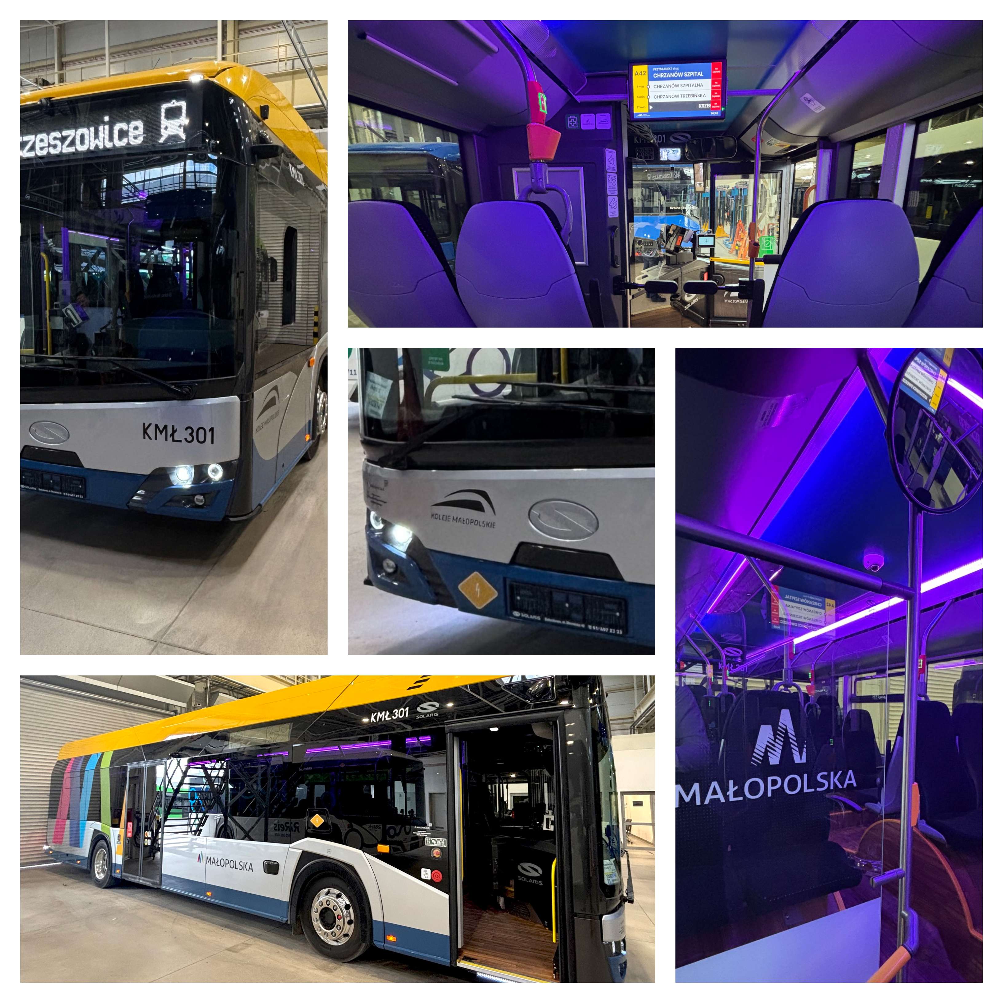 Infobus - Pierwszy elektrobus Kolei Małopolskich już po wstępnym odbiorze. W fabryce Solarisa