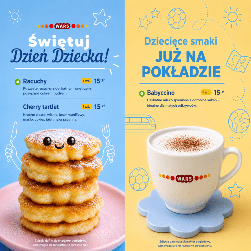 Inforail - WARS z dziecięcym menu na Dzień Dziecka. Racuchy, babycino i upominki w pociągach PKP Intercity