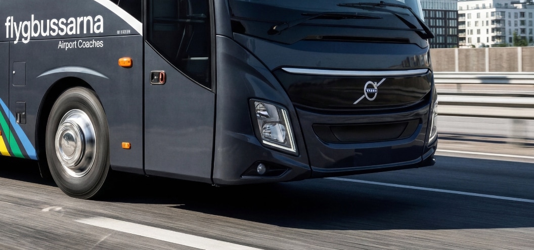 Infobus - Autokar elektryczny Volvo-Carrus BZR Electric na trasie Göteborg – Landvetter