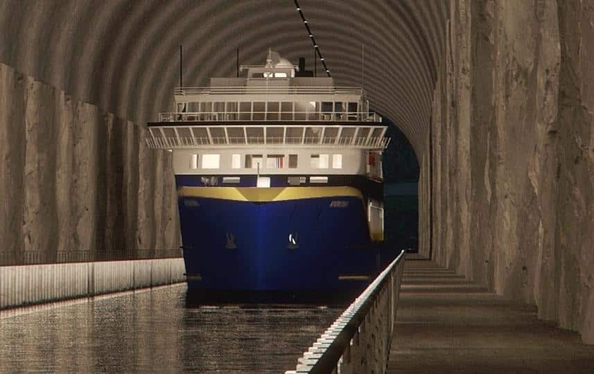 Infoship - Norwegia nie rezygnuje z budowy pierwszego na świecie tunelu dla statków. Koszty wzrosły dwukrotnie