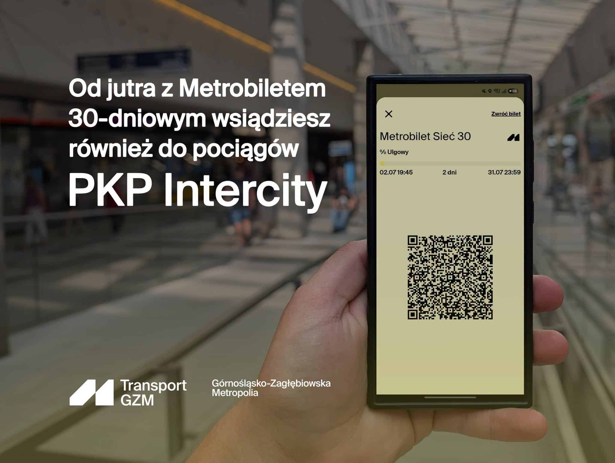 Infotrans - Pociągi PKP Intercity w Metrobilecie GZM. Od 1 sierpnia i 120 minut bezpłatnych przejazdów
