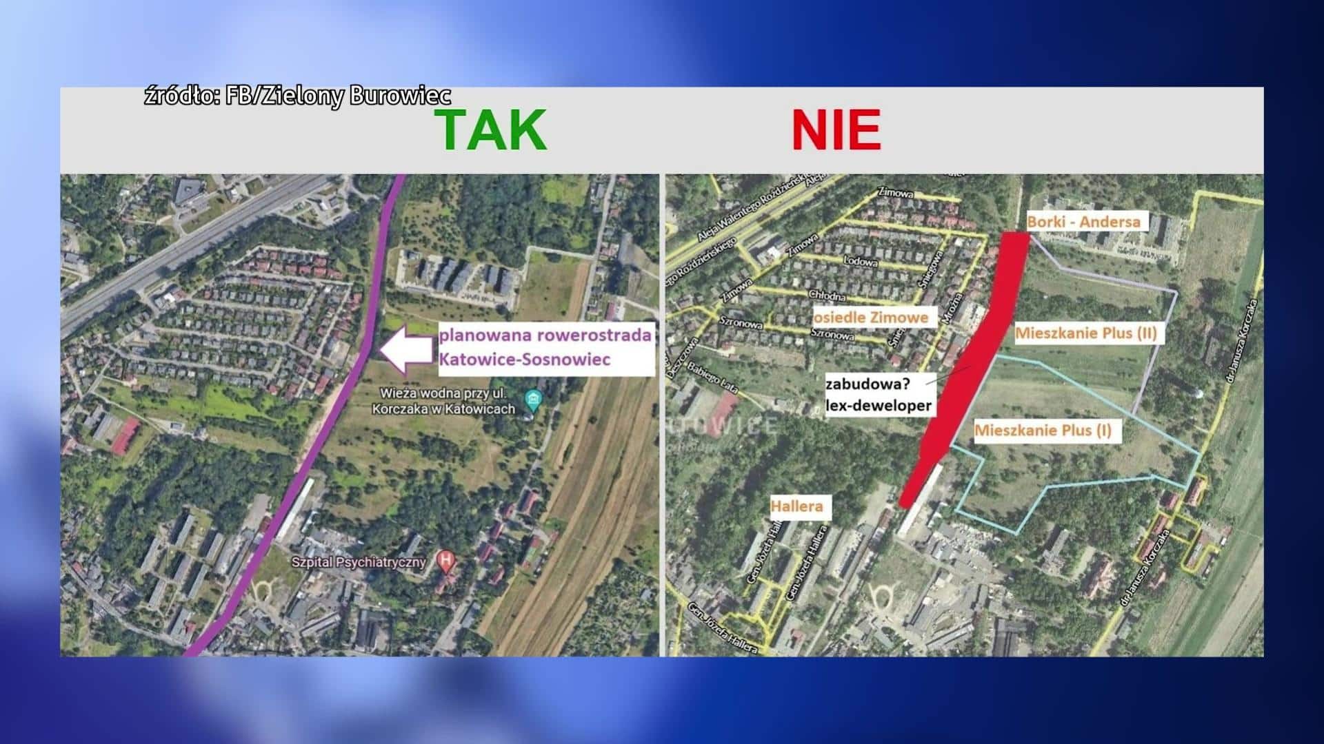 Infobike - Katowice: Velostrada nr 1 zmienia przebieg. Mieszkańcy Burowca wskazują na Plan Ogólny